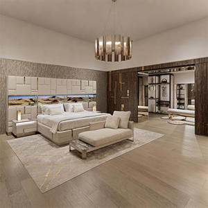 Bộ nội thất phòng ngủ cao cấp thiết kế Ý, giường cỡ <span class=keywords><strong>King</strong></span>, khung giường bằng da cao cấp, giường đôi có đầu giường - Product Image 2