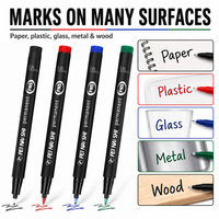 Stylo marqueur permanent promotionnel à pointe fine en nylon, encre à base d'huile, bleu/vert/rouge/noir, personnalisable avec logo sur papier