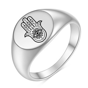 Vintage God's Eye Palm <b>Ring</b> 12mm Round Stainless Steel Unisex Fashion Jewelry Gift - Product Image 3