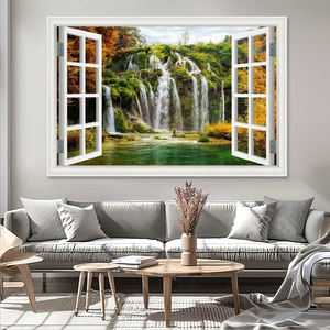 Vendite giornaliere <span class=keywords><strong>realismo</strong></span> natura contemporanea paesaggio scenico tela pittura parete arte foresta cascata verde digitale stampato per - Product Image 6