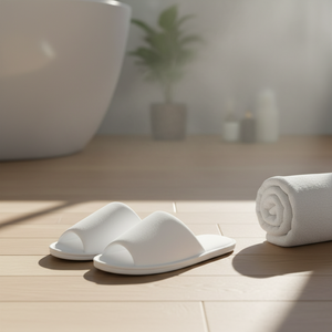 Pantoufles en velours corail doux et chaudes, taille et couleur personnalisées, pour hôtel et spa - Product Image 2