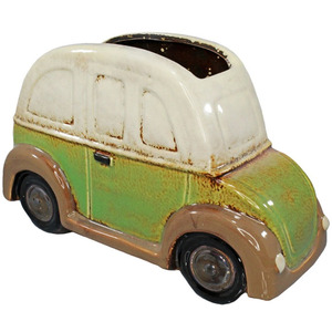 Casa di riscaldamento resina Travel bug fioriera in verde vintage e <span class=keywords><strong>ecru</strong></span> per piante di erbe succulente, o fiore - Product Image 3