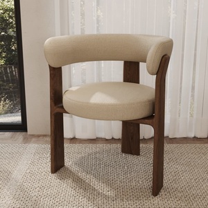 <span class=keywords><strong>Fauteuil</strong></span> en granit nordique en gros <span class=keywords><strong>avec</strong></span> accoudoirs, chaise de salle à manger en chenille marron, base en frêne foncé - Product Image 1