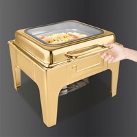 Luxuriöses Edelstahl Elektrisches Chafing Dish Buffet-Set mit Goldfinish Speisenwärmer