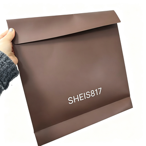 Dark <b>Brown</b> 230gsm Coated Kraft Paper Envelope Bag Custom White Printed Logo Low MOQ 100 Pcs For Clothing Packaging - Product Image 1