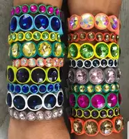 Большой эластичный браслет ручной работы с разноцветными кристаллами, эмалированный растягивающийся стеклянный браслет с бусинами для женщин