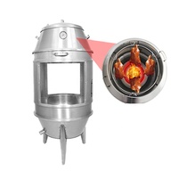 Four à poulet rôti au charbon de bois en acier inoxydable de 60 cm de diamètre pour usage commercial et domestique, avec verre trempé transparent, capacité maximale de 270.