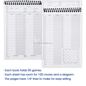 Bloc-notes en papier sans bois OEM ODM, 50 feuilles de scores d'échecs avec 100 mouvements, carnet de scores de tournoi, carnet de notes pour les jeux d'échecs - Product Image 3