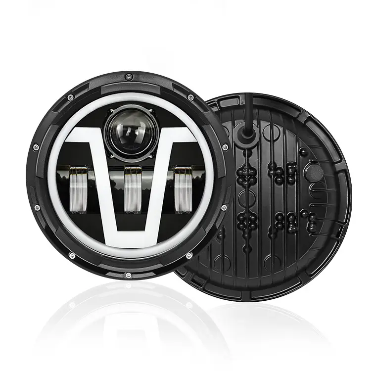 7-INCH Wrangler en forma de V 4-Bead faros Angel Sun luces de circulación luces de vehículos todoterreno refit auto lámpara focos