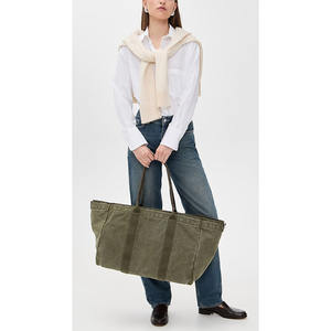 卸売りカスタムロゴショルダーストラップジッパー大きなワックスキャンバストートバッグ - Product Image 5