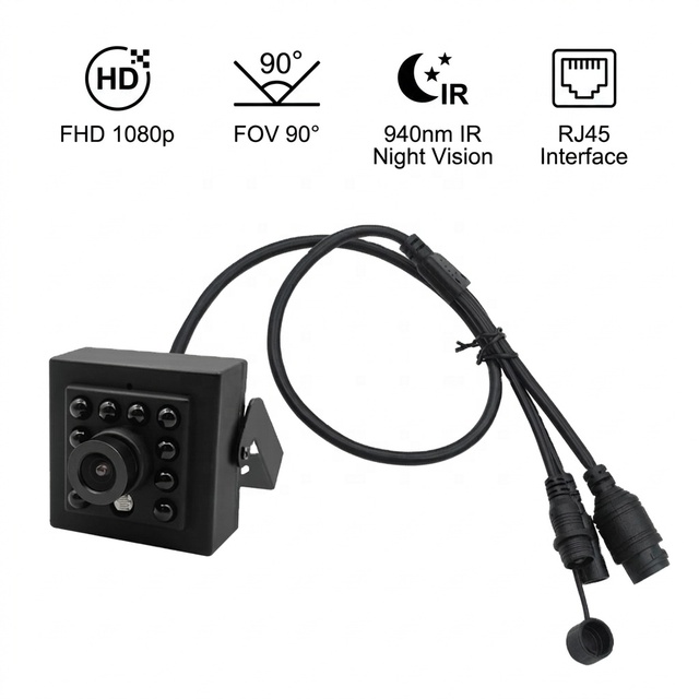 2MP Mini IP Cameras 940nm IR Night Vision Micro Ethernet Camera H.265 Security CCTV Small Video Stealth Led Box Network Camera