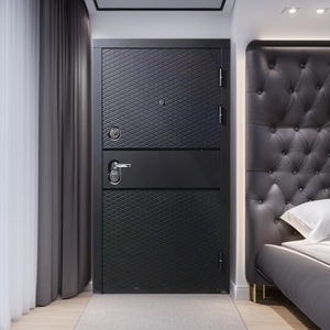 Porte d'entrée commerciale en acier noir à motif diamant Sofite, multi-points de verrouillage, insonorisée, antivol - Product Image 1