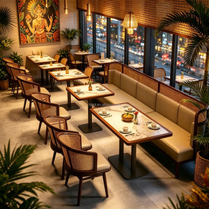 Chaise en <span class=keywords><strong>bois</strong></span> respirante avec dossier en <span class=keywords><strong>rotin</strong></span>, table en marbre à bordure en <span class=keywords><strong>bois</strong></span>, banquette décorative en <span class=keywords><strong>rotin</strong></span> pour restaurant du Sud-Est, stock de vente au détail - Product Image 6