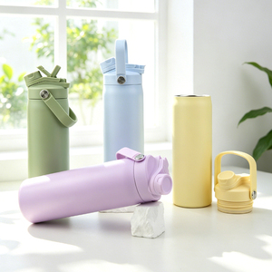 Custom Logo Flask 304 Stainless Steel Leak-proof 24oz Insulated Water <b>Bottle</b> with 2-in-1 Dust-proof <b>Straw</b> Cap and Chug Lid - Product Image 1