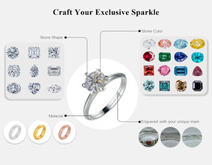 Bague de fiançailles en or massif 9K 10K 14K 18K blanc, jaune, rose, avec diamant de laboratoire 1 carat D VS1 ovale serti clos - Product Image 4