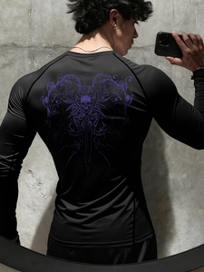 T-shirt de compression gothique pour homme, imprimé médiéval Y2K, extensible, pour la gym, le cyclisme, anti-transpiration, vêtement d'entraînement athlétique - Product Image 2