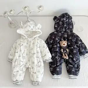 Winter New Baby Thickened Go-out Clothes Male And Female Baby Wash-free Plus Velvet Thickened One-piece Jumpsuit Clothing