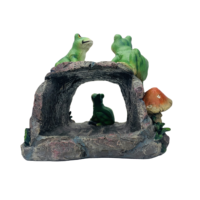 Statue d'extension de tuyau de descente décorative en résine de famille de grenouille peinte à la main