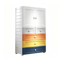 Armoire en plastique pour enfants, 2 portes, 4 tiroirs, 70x38x150CM, grande capacité, placard pour enfants, rangement pour vêtements et jouets de bébé, chambre d'enfant