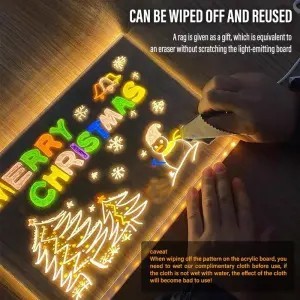 Khung Acrylic xóa được <span class=keywords><strong>LED</strong></span> ánh sáng ban đêm trẻ em sáng tạo vẽ bảng tin nhắn bằng văn bản Lưu ý ánh sáng trẻ em Quà tặng năm mới khuyến mãi - Product Image 5