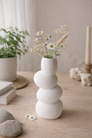 Vase en céramique émaillée simple, style nordique, pour arrangement floral, ornement, décoration de la maison, hôtel, vase en céramique blanche créatif