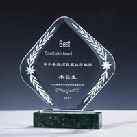 Plaque Souvenir en Cristal Diamant en Gros, Trophée Personnalisé en Cristal avec Base en Marbre