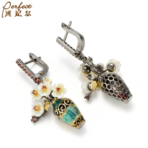 Boucles d'oreilles en argent pour femme, bijoux naturels pour <span class=keywords><strong>costume</strong></span>, vintage, tendance, nouvelle collection - Product Image 5