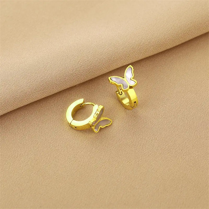 Hot Selling Fashion Elegante Edelstahl Ohrringe Ins Style Natural Shell Ohrringe Bestseller Schmetterlings ohrringe