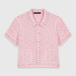 Chaqueta de punto corta con pedrería brillante y diseño hueco para mujer, cárdigan OEM personalizado con solapa y manga corta para uso diario, excursiones y viajes a la playa. - Product Image 6