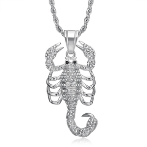 Collares de Moda de Acero Inoxidable con Colgante de Escorpión <span class=keywords><strong>CZ</strong></span> Iced Out Estilo Hip Hop Punk para Hombre al por Mayor - Product Image 4