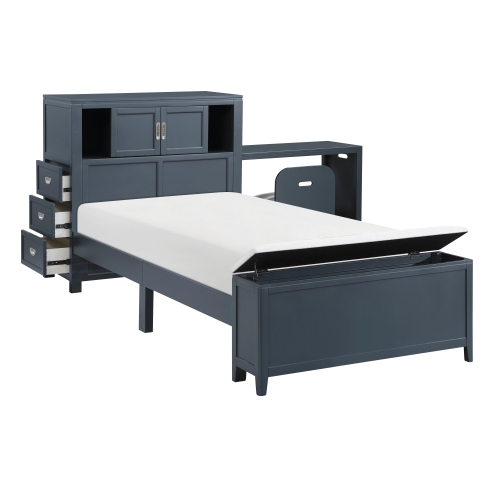Navy Blue + Wood + Contemporary + Modern