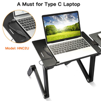 Meja Laptop Aluminium Lipat yang Dapat Disesuaikan dengan Kipas Pendingin Ganda dan Alas Mouse untuk Tempat Tidur, Sofa, Kantor Rumah, dan Pekerjaan Ergonomis Sehari-hari