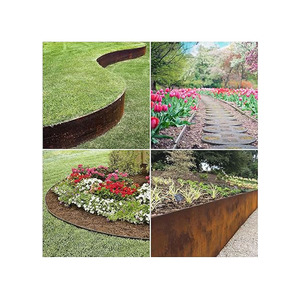 Bordo del prato in acciaio da 6 confezioni, bordo del paesaggio in acciaio Cor-Ten Pre-arrugginito, divisore in metallo per prato, giardino, aiuola - Product Image 1