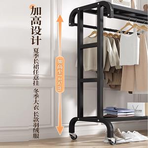 Porte-vêtements simple à double tringle en acier au carbone, armoire portable sur pied, organisateur de rangement rectangulaire pour chemises, usage domestique et chambre à coucher - Product Image 4