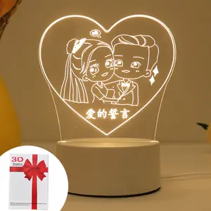 Novo LED Personalizado Foto Criativo Anime Lamparas acrílico Table Desk Base Natal Kid's Home Decor Night Lights