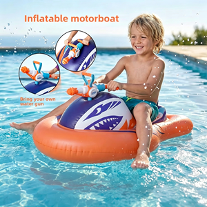 <span class=keywords><strong>Jet</strong></span> <span class=keywords><strong>ski</strong></span> gonflable pour enfants en forme de requin avec pistolet à eau intégré pour les sports nautiques d'été, bateau à moteur et flotteur de piscine avec pistolet à eau - Product Image 2