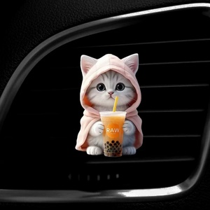 Diffuseur de parfum pour voiture en forme de chat mignon et créatif, clip de sortie d'air de voiture en acrylique, accessoires de voiture, décoration, pendentif, diffuseur d'air pour voiture - Product Image 3