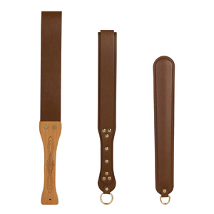 Pala de cuero con mango de madera, 3 tamaños, para dominación apasionada, uso adulto - Product Image 5