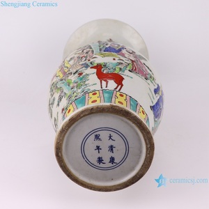 Vaso in Ceramica RZSY20-A con Motivo Famiglia Rosa degli Otto Immortali e Personaggi Ancestrali, Forma GU per Decorazione Domestica - Product Image 6