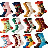 Chaussettes mi-mollet en coton décontractées pour hommes et femmes, style AB, best-seller transfrontalier, avec motifs de Père Noël, bonhommes de neige et rennes de dessin animé