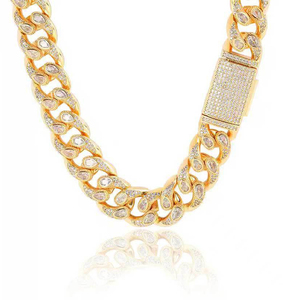 قلادة رجالية قابلة للتخصيص بسلسلة كوبية 16 مم مع عيون من الزركون، تصميم هيب هوب عصري عالي الحساسية من النحاس لأوروبا والولايات المتحدة - Product Image 1