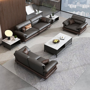 Juego <span class=keywords><strong>de</strong></span> Sofás Ejecutivos <span class=keywords><strong>de</strong></span> Cuero Moderno <span class=keywords><strong>de</strong></span> Lujo, Muebles Comerciales Adecuados para Oficinas Ejecutivas y Áreas <span class=keywords><strong>de</strong></span> Recepción Comercial - Product Image 1