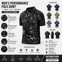 Camiseta Polo Táctica de Manga Corta con Bolsillo con Cremallera y Estampado de Camuflaje Digital con Logotipo Personalizado OEM para Uso en Exteriores