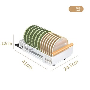 Scaffale Estraibile in Metallo per <span class=keywords><strong>Cucina</strong></span>, Scolapiatti per Mobile Sottolavello, Design Mobile, Nessuna Installazione Richiesta, Cesto Multiuso per Drenaggio - Product Image 6