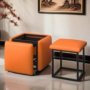Taburete Bajo Multifuncional Cinco en Uno de Estilo Nórdico Moderno, Portátil, Cuadrado, para Cambiar Zapatos, Mesa de Centro para el Hogar, Salas de Estar, Hoteles y Escuelas - Product Image 1