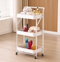 Prix de gros Chariot de rangement pliable et mobile à 3 niveaux pour légumes et fruits, grande capacité, pour la cuisine et la maison