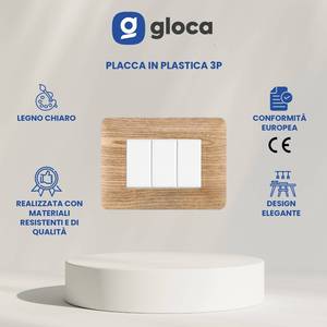 Gloca Interrupteurs muraux à 3 boutons en plastique, finition bois clair, durables, lot de 3 - Product Image 3