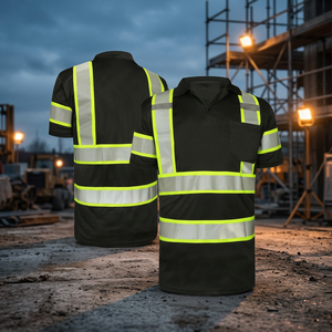 High Visibility Breathable Cotton Safety <b>Polo</b> Shirt Reflective Strips Construction Work Custom Clothing Water Resistant Unisex - Product Image 3