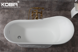 Antiguo bañera respaldo en forma blanco stand alone solid surface piedra resina rollo de baño bañera - Product Image 5