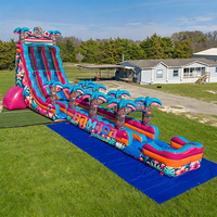 Toboggan aquatique gonflable géant de qualité commerciale, thème tribu primitive, toboggan aquatique amusant à double piste pour adultes, idéal pour les fêtes